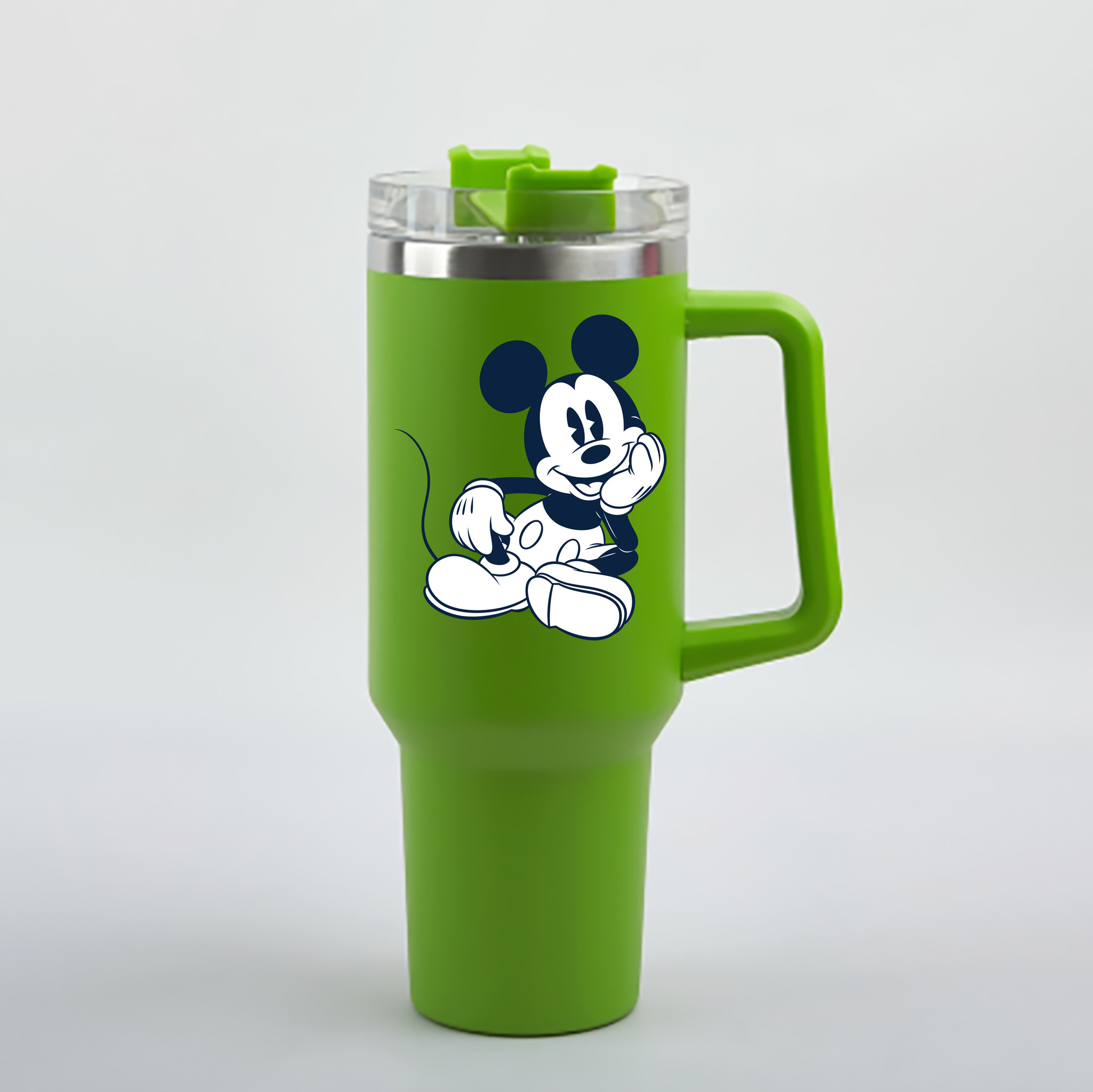 （画像用） ミッキーマウス Mickey Mouse 1200mL車用タンブラー - クリスタルステッカー（プラスチックストロー付き）